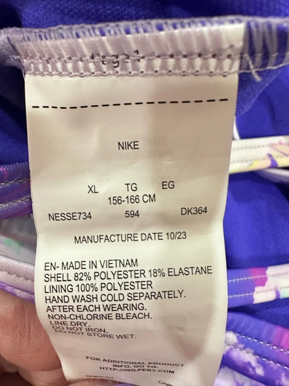 Nike Girls Purple & White Marble One-Piece Swim Suit